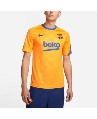 Men's Nike Orange Barcelona 2021/2022 Pre-Match Performance Top