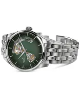 Hamilton Men's Automatic Jazzmaster Open Heart Smoked Green Stainless Steel Bracelet Watch 40mm