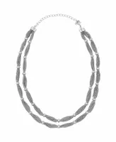 Women's Bead Station Double Strandage Necklace - Silver