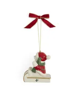 Spode Teddy on a Sleigh Ornament