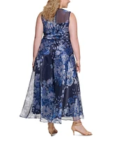 Eliza J Plus Printed Organza Wide-Leg Jumpsuit