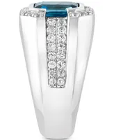 Effy Men's London Blue Topaz (4-3/8 ct. t.w.) & White Topaz (1/2 ct. t.w.) Ring in Sterling Silver