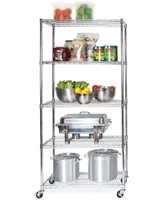 Seville Classics Commercial-Grade 5-Tier Nsf-Certified Steel Wire Wheeled Shelving