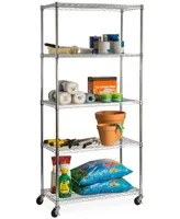 Seville Classics Commercial-Grade 5-Tier Nsf-Certified Steel Wire Wheeled Shelving