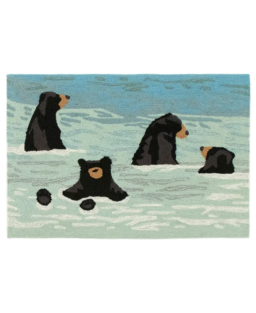 Liora Manne' Frontporch Bathing Bears 2'6" x 4' Outdoor Area Rug