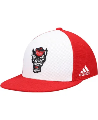 Men's adidas White and Red Nc State Wolfpack On-Field Baseball Fitted Hat