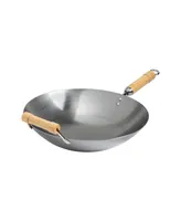 Joyce Chen Classic Series Round Bottom Carbon Steel Wok with Birch Handles, 14"