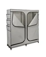 Wide 2 Door Portable Closet with Cover Side Pockets Wardrobe, 60"