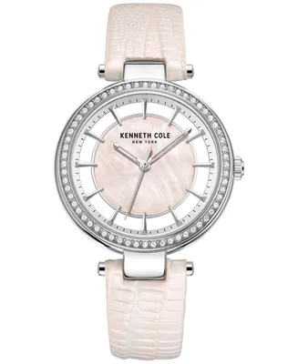 Kenneth Cole New York Women's Transparency Pink Leather Strap Watch 34mm