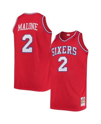 Men's Mitchell & Ness Moses Malone Red Philadelphia 76ers Big and Tall Hardwood Classics Jersey