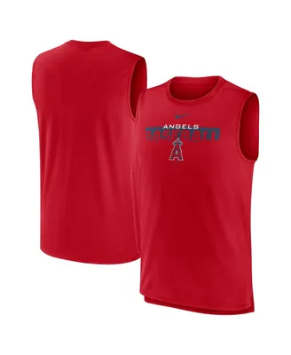 Men's Nike Red Los Angeles Angels Knockout Stack Exceed Muscle Tank Top