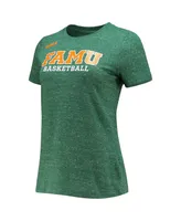 Women's Nike x LeBron James Heathered Green Florida A M Rattlers Basketball Varsity T-shirt