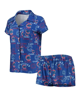 Women's Concepts Sport Royal Chicago Cubs Flagship Allover Print Top and Shorts Sleep Set