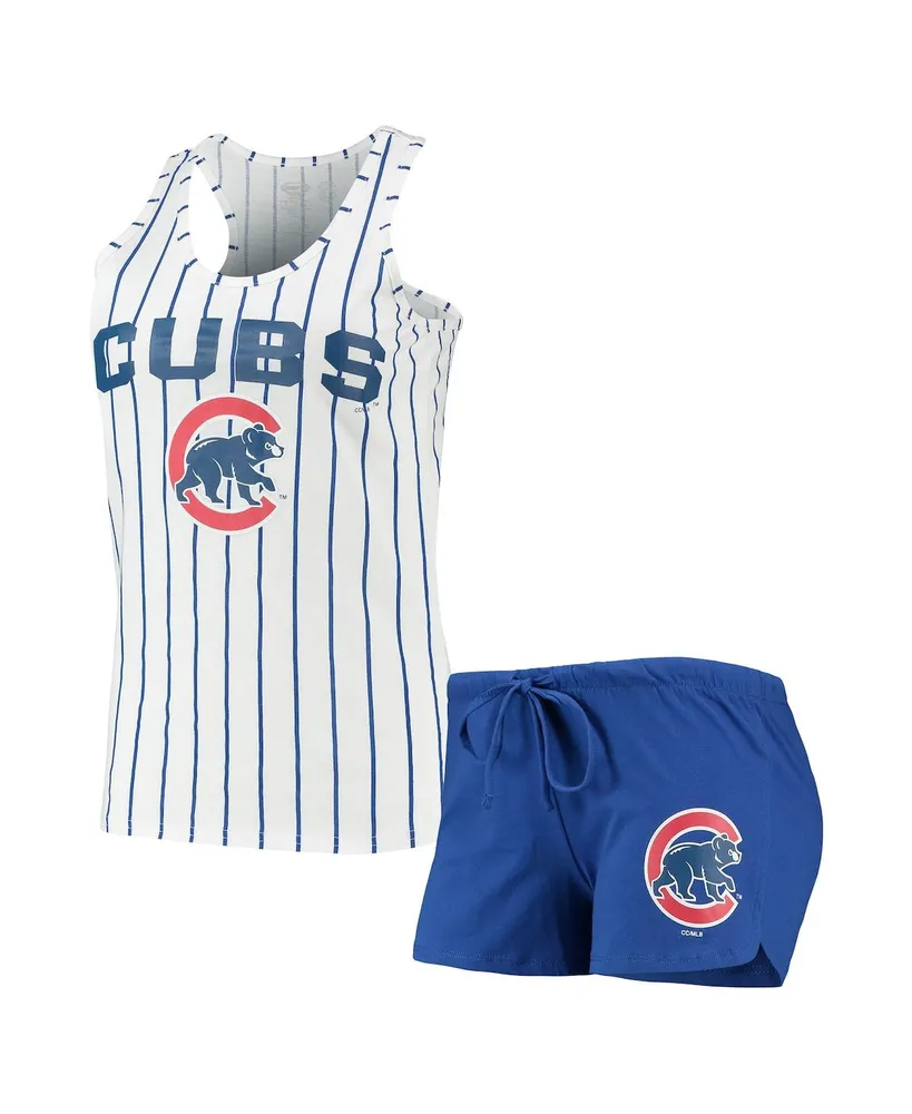 Women's Concepts Sport Royal, White Chicago Cubs Vigor Racerback Tank Top and Shorts Sleep Set