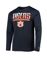 Men's Champion Navy Auburn Tigers Wordmark Slash Long Sleeve T-shirt