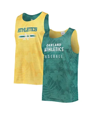 Men's Foco Green, Gold Oakland Athletics Floral Reversible Mesh Tank Top