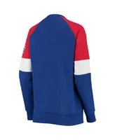 Women's Starter Royal and Red Chicago Cubs Playmaker Raglan Pullover Sweatshirt