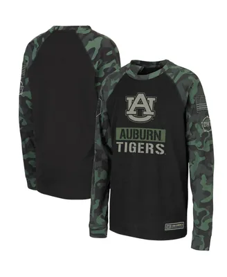 Big Boys Colosseum Black, Camo Auburn Tigers Oht Military-Inspired Appreciation Raglan Long Sleeve T-shirt