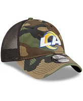 Men's New Era Camo, Black Los Angeles Rams Basic 9Twenty Trucker Snapback Hat