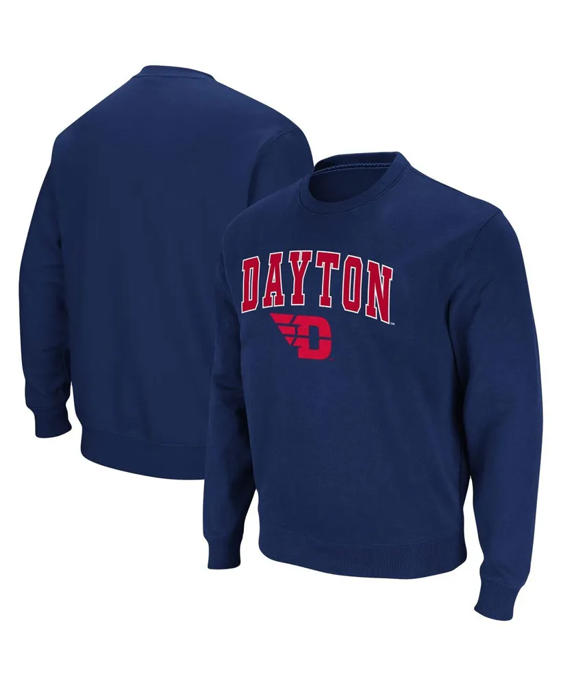 Men's Colosseum Navy Dayton Flyers Arch and Logo Tackle Twill Pullover Sweatshirt