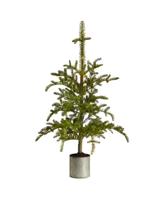 Pre-Lit Christmas Pine Artificial Tree in Decorative Planter, 54"