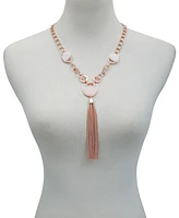 T Tahari Crystal Stone Tassel Necklace - Rose, Off