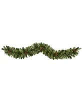 Christmas Artificial 6' Garland with Lights and Pine Cones, 72"