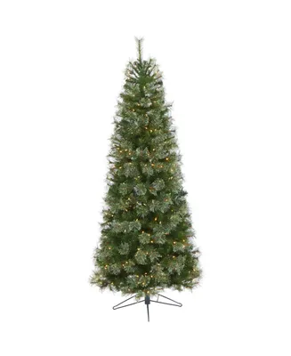 Cashmere Slim Artificial Christmas Tree with Lights and Bendable Branches, 78"