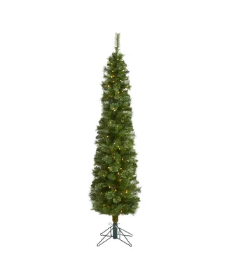 Green Pencil Artificial Christmas Tree with Lights and Bendable Branches, 72"