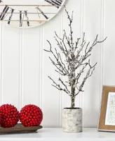 Snowed Twig Artificial Tree In Decorative Planter, 24"