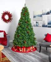 Montana Mixed Pine Artificial Christmas Tree with Pine Cones, Berries and Lights, 96"