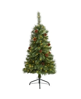 Mountain Pine Artificial Christmas Tree with Lights and Pine Cones