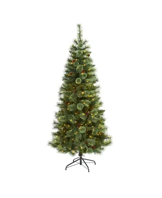 White Mountain Pine Artificial Christmas Tree with Lights and Pinecones, 72"