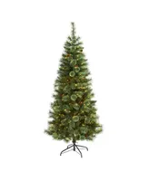 White Mountain Pine Artificial Christmas Tree with Lights and Pinecones, 72"