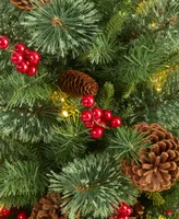 Norway Mixed Pine Artificial Christmas Tree with Lights, Pine Cones and Berries, 36"