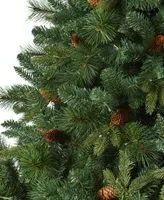 West Virginia Full Bodied Mixed Pine Artificial Christmas Tree with Lights and Pinecones, 90"