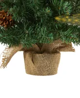 Pine, Pinecone and Berries Artificial Christmas Tree with Lights and Bendable Branches, 24"