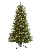 Snowed Grand Teton Artificial Christmas Tree with Lights and Bendable Branches, 84"