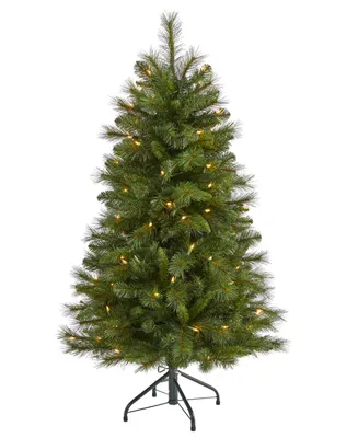 West Virginia Mountain Pine Artificial Christmas Tree with Lights and Bendable Branches, 48"