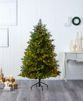 North Carolina Fir Artificial Christmas Tree with Lights and Bendable Branches