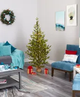 Fraser Fir Natural Look Artificial Christmas Tree with Lights, a Burlap Base and Bendable Branches, 72"