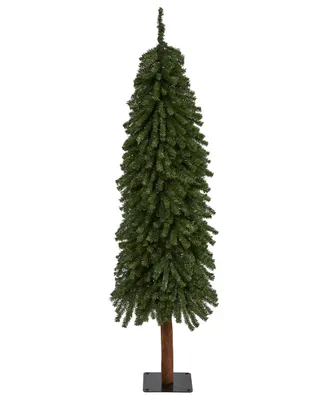 Grand Alpine Artificial Christmas Tree with Bendable Branches On Natural Trunk, 60"