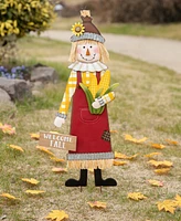 Glitzhome Metal Scarecrow Yard Stake Standing Hanging Sign, 37.25"