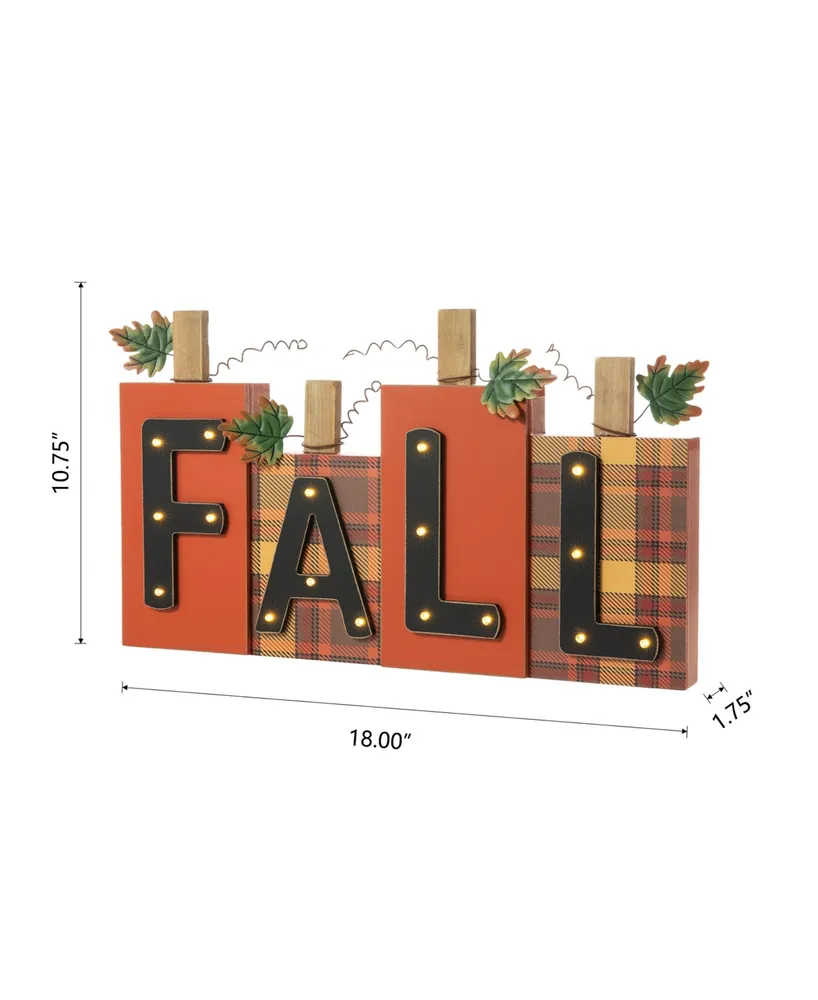 Glitzhome Lighted Fall Pumpkins Table Decor, 18"