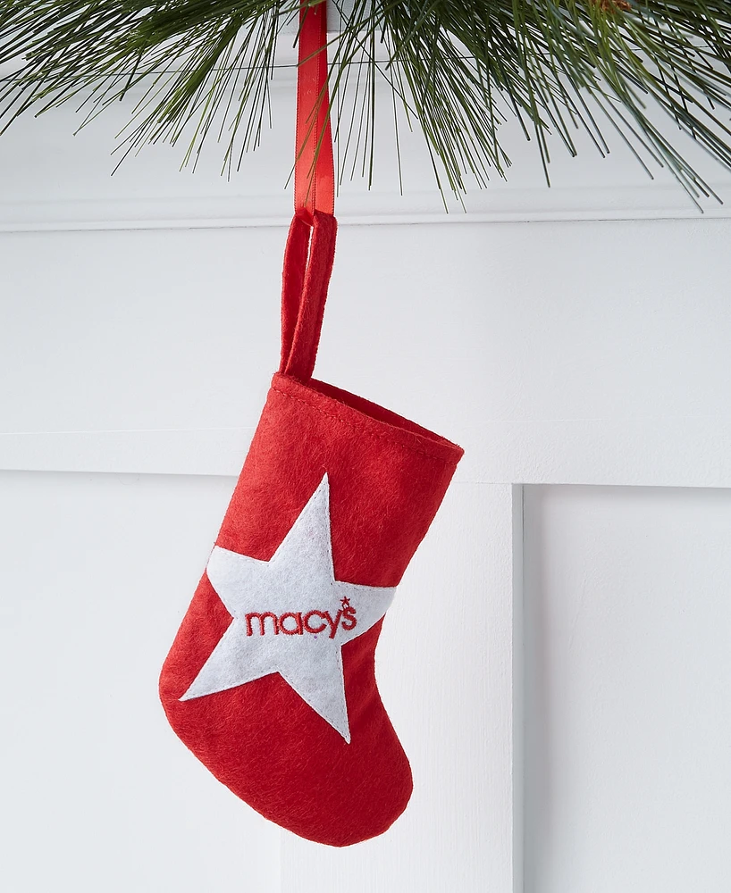 Holiday Lane Macy's White Star with Red Mini Stocking Ornament, Created for Macy's