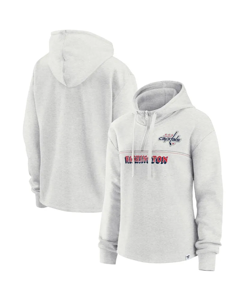 Women's Fanatics Ash Washington Capitals True Classics Legacy Quarter-Zip Hoodie