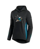 Women's Fanatics Black and Teal San Jose Sharks Authentic Pro Locker Room Pullover Hoodie