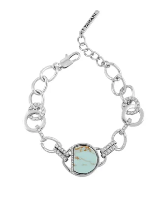 T Tahari Crystal Stone Link Bracelet - Silver