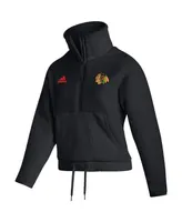 Women's adidas Black Chicago Blackhawks Sherpa Half-Zip Jacket