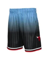 Men's Mitchell & Ness Black and Light Blue Chicago Bulls 1995/96 Hardwood Classics Fadeaway Reload 3.0 Swingman Shorts